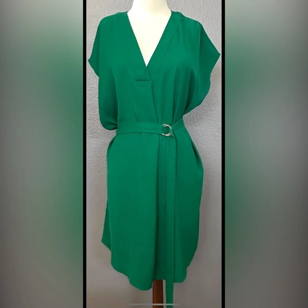 Women’s Vibrant Green Dress with Belt - Picture 1 of 5
